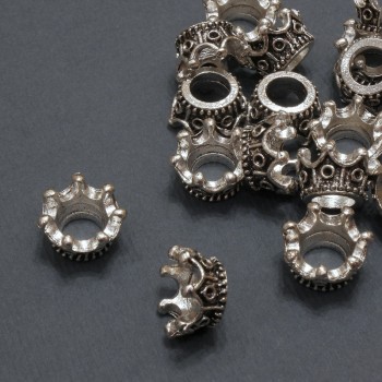 Фурнитура крайник «Корона» цвят метал сребърен, диаметър 11×6 (+ -) мм, опаковка 20 г, 17 бр. (+ -)