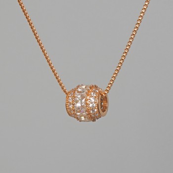 Ланец Xuping с висулка от бели стрази и кристали, диаметър 8,5х9 мм, дължина 39–45 см, дебелина 1 мм