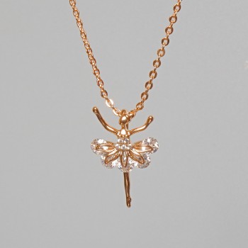 Ланец „Балерина“ Xuping с висулка от бели кристали, диаметър 12×17, 5 мм +/-, дължина 45–50 см +/-, дебелина 1 мм +/-