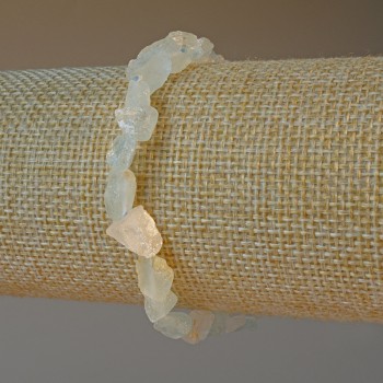 Браслет от планински кристал и аквамарин, естествен необработен камък, фасетирани мъниста, диаметър 6×8 мм ±, дължина 18 см ± (еластичен)