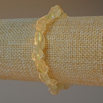 Гривна от цитринов кварц, естествен необработен камък, галтовани мъниста, диаметър 6×9 мм, дължина 18 см (еластична основа)