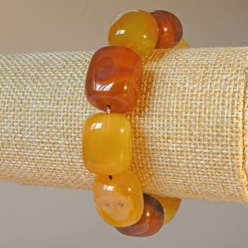 Гривна ахат кафяв натурален камък - парчета, диаметър 15×19 мм ±, дължина 18 см ± (еластична)