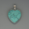Кулон със сърце от бирюза, диаметър 26×26 мм ±, дължина 36 мм ±, в сребърна оправа