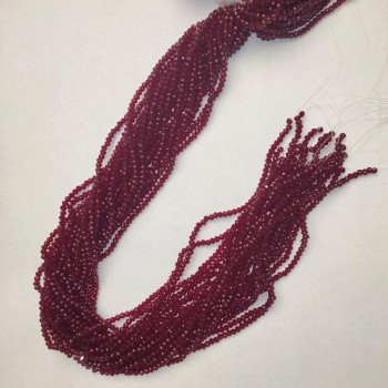 Мънисти от чешки кристал, тъмно-червени, прозрачно грановани рондели, диаметър 3×2,5 мм, дължина 38 мм, на конец