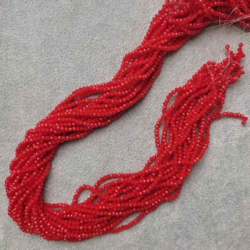 Мънисти чешки кристал червени грановани рондели, диаметър 3х2,5 мм+-, дължина 39 мм+- на конец