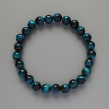 Гривна Лазурно котешко око от естествен камък, гладко топче, диаметър 8 мм +-, дължина 18 см +- (еластична)