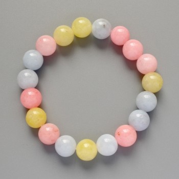 Гривна от морганит с гладка топка, диаметър 10,5 мм, дължина 18 см (еластична)