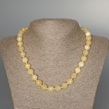 Колие от цитрин, натурален камък, грановани мънисти, диаметър 10 мм +-, дължина 48 см +