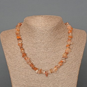 Намисто от рутилий кварц космат кварц естествен камък малък фрагмент, диаметър 8×3 мм, дължина 46 см+