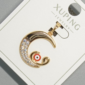 Висулка «Окото на Луната» Xuping с бели кристали и червена емалка, диаметър 18,5×19,5 мм, дължина 26 мм, позлата 18K