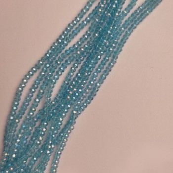 Мънисти от чешки кристал на конец, синьо с бензинов отблясък, фасетирани рондели, диаметър около 3,5×2,5 мм, дължина 38 см, + -