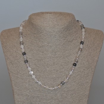 Колие от рутилий кварц космат кварц, естествен камък, гладка мъниста, диаметър 6,5 мм, дължина 48 см