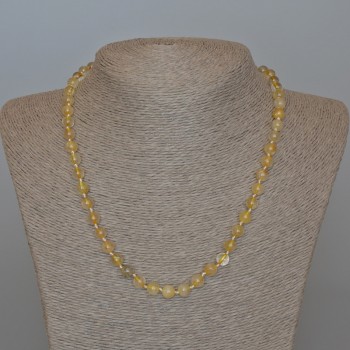 Намисто от рутилий кварц, вълнист естествен камък, гладка топка, диаметър 6,5 мм, дължина 49 см