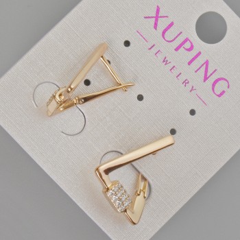 Обeци Xuping с бели кристали, диаметър 19×15 мм +- Позлата 18K