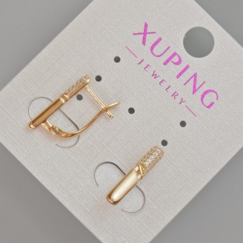 Обеци Xuping с бели кристали, диаметър 17х3 мм ± позлата 18К