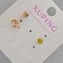 Пусети обици Xuping с жълт кристал, диаметър около 5 мм, позлата 18К