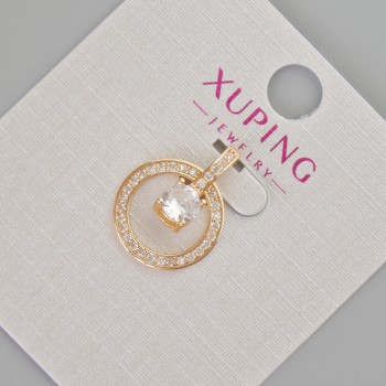 Кулон Xuping със бели кристали и кристал, диаметър 19×14 мм ± позлата 18К
