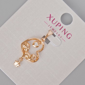 Висулка Xuping «Сърце» с белите стрази, диаметър 28×13 мм — Позлата 18К