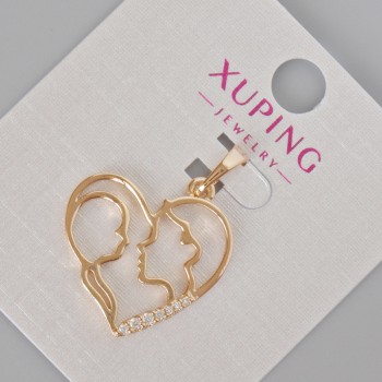 Ожерелие Xuping «Сърце» с бели кристали, диаметър 28×21 мм ± позлата 18K