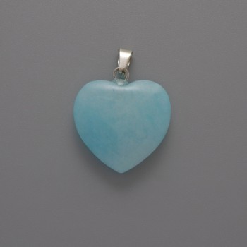 Кулон «Сърце» с аквамарин, диаметър 20х20х6мм+-, дължина 28мм+-