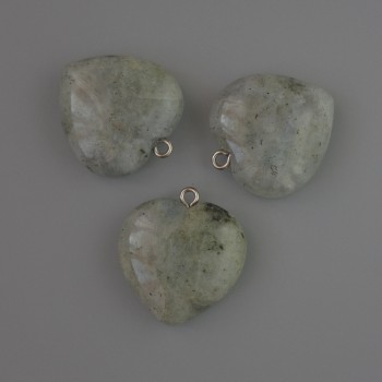 Кулон Сърце от лабрадорит, диаметър 27×25 мм