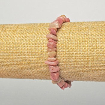 Браслет от естествен родонит, късчета 6×4 мм, дължина 18 см (еластичен)