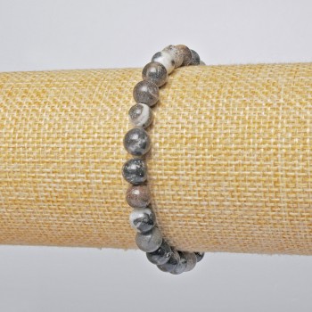 Браслет от естествена яшма, гладки топчета, диаметър 6,5 мм, дължина 18 см, еластичен