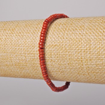 Браслет Червена яшма натурален камък гладък рондел, диаметър 4×2 мм, дължина 18 см (еластичен)