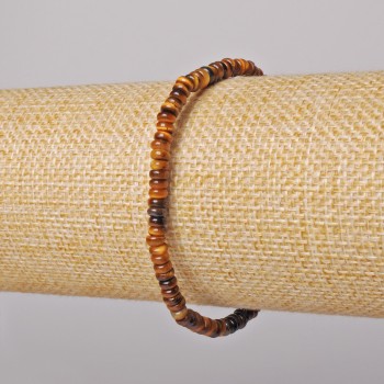 Браслет от естествен камък тигрово око гладък рондел, диаметър 4×2 мм, дължина 18 см ± (еластичен)