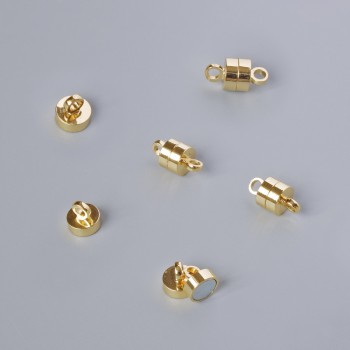 Фурнитура магнитна закопчалка, диаметър 11×5 мм, златист цвят на метал, 1 бр.