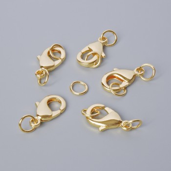 Фурнитура – карабинова закопчалка, диаметър 15×8 мм, златист цвят на метал, 1 бр
