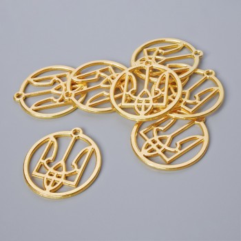 Висулка „Герб“, диаметър 26,5×25 мм, диаметър на отвора 1,9 мм, фас. 7 бр. ± златист цвят на метал