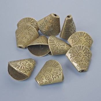 Бронзови крайници за бижута, диаметър 18×19 мм, размери 5×10 мм, диаметър на отвора 2–3 мм, фасон 10 бр ± бронзов цвят метал