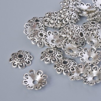 Фурнитура наконечник, диаметър 12х2 мм, диаметър на отвора 2,3 мм, фасовка 20 грама +-, сребърен цвят на метал