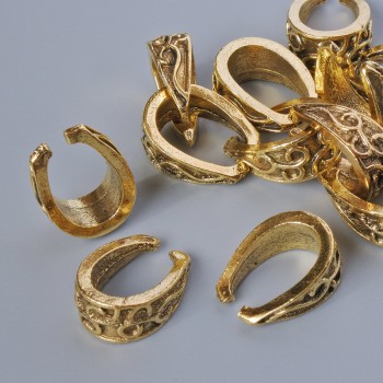 Фурнитура Основа за висулка, диаметър 15×11×6 мм, диаметър на отвора 10,7×7,2 мм, фас. 13 бр. ± 20 г, златист цвят на метала