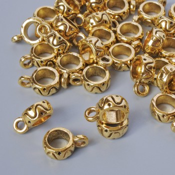 Фурнитура бейл държач, диаметър 3,5×7,5 мм, диаметър на отвора 1,7 мм, 4,6 мм, дължина 10 мм, фас. 41 бр ± 20 грама ± златист цвят на метал