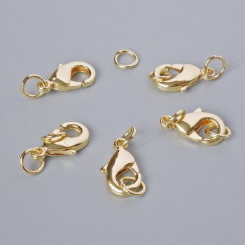 Фурнитура закопчалка карабин, диаметър 12×6 мм златист цвят на метала, 1 бр.