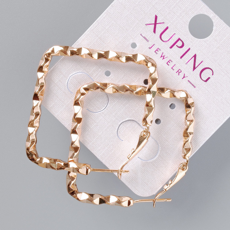 Обеци Xuping, диаметър 42х42 мм, позлатени с 18K злато