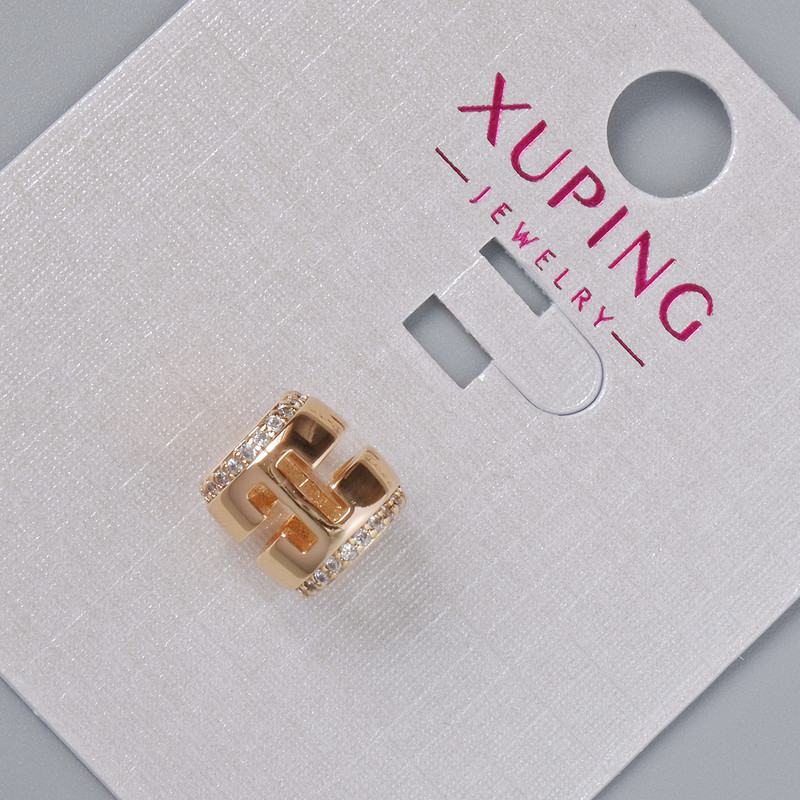 Мъниста Xuping със бели кристали, диаметър 8,5×8,5 мм, диаметър на дупката 4,7 мм, позлатяване 18К
