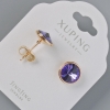 Обици пусети Xuping с кристали Swarovski, лилав цвят, диаметър 10 мм, позлата 18К
