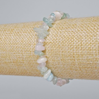 Гривна от морганит естествени камъчета, диаметър 8×3 мм ±, дължина 18 см ± (еластична)