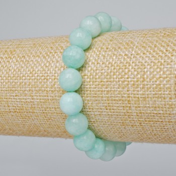 Браслет от амазонит — естествен камък, гладко мънисто, диаметър 10 мм, дължина 18 см, (еластичен)