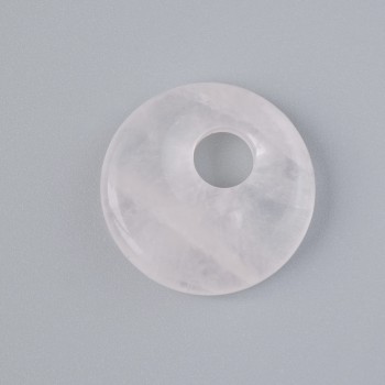 Висулка във форма на пончик розов кварц, естествен камък, диаметър 18х5 мм ±, диаметър на отвора 5 мм ±