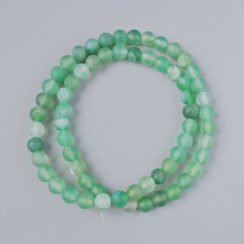 Ахатовите зелени матови мъниста, естествен камък, гладка топка, диаметър 6 мм, дължина 38 см, на конец