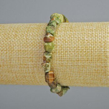 Гривна от естествена яшма, галтови мъниста, диаметър 8x8 мм ±, дължина 18 см ± (еластична основа)