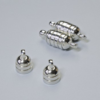 Фурнитура магнитна закопчалка, диаметър 15x5 мм, сребрист цвят на метала, 1 бр