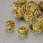 Златиста мъниста-вмъкване, диаметър 8,5×6 мм, отвор 4,5 мм, златист метал, опаковка 20 г +/- 26 бр.