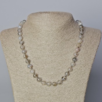 Огърлица Ахат Вени Дракона с гладка мъниста, диаметър 8 мм, дължина 45–48 см