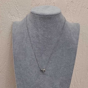 Изискана висулка с три пръстена, диаметър 7 мм, дължина 41–45 см, дебелина 1,35 мм, сребрист метал