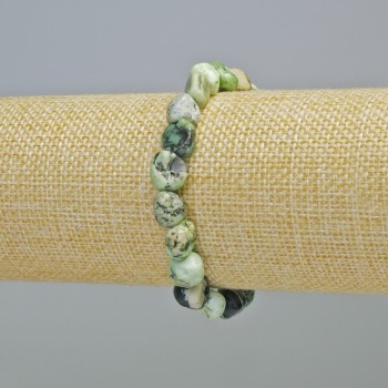 Гривна валит естествен камък, галтовани мъниста, диаметър около 10 мм, еластична основа, дължина 18 см+